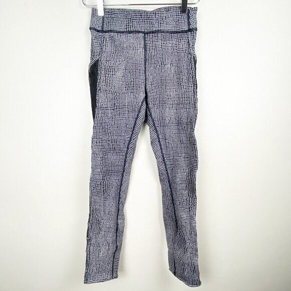 LULULEMON | Black White Printed Leggings Mesh Sides 6 - Picture 1 of 8